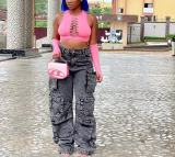 Fashion Multi-pockets Loose Jeans GZCF-30000