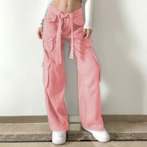 Loose Solid Color Drawstring Pants GZCF-6006