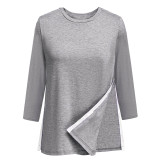 Solid Color Long Sleeve Loose Tops GYZY-6668