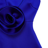 Plus Size V Neck Ruffles Big Swing Midi Dress GATE-565