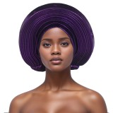 Solid Color Bright Silk Stacked Wrap Hat PJDM-A206
