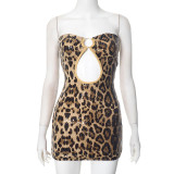 Leopard Print Sequin Backless Mini Dress GDSF-G25DS016