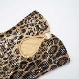Leopard Print Sequin Backless Mini Dress GDSF-G25DS016