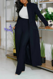 Plus Size Solid Color Long Blazer Pants Suit NY-10968