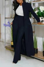 Plus Size Solid Color Long Blazer Pants Suit NY-10968