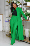 Plus Size Solid Color Long Blazer Pants Suit NY-10968