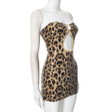 Leopard Print Sequin Backless Mini Dress GDSF-G25DS016