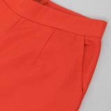 Plus Size Solid Color Long Blazer Pants Suit NY-10968