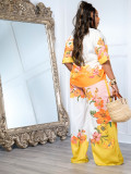 Fashion Print Shirt And Wide Leg Pants Suit SFY-665