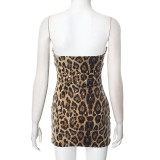 Leopard Print Sequin Backless Mini Dress GDSF-G25DS016