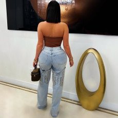 Casual Embroidered Straight Leg Jeans SH-391349