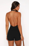 Print Halterneck Backless Romper MZ-2894
