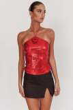 Sexy Sequin Backless Tie Up Tank Tops OD-8733