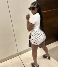 Moon Print Short Sleeve Two Piece Shorts Set GYZY-8962