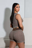 Knit Sweater Two Way Zipper Short Set NYF-8190