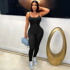 Solid Color Sling Backless Skinny Jumpsuit SFY-687