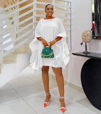 Plus Size Chiffon Solid Loose Cape Dress NY-3536