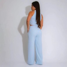 Fashion Patchwork Sleeveless Loose Pants Suit GDIM-2510