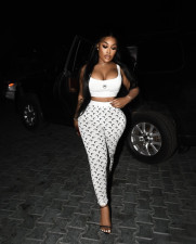 Fashion Tank Tops Moon Print Pants Two Piece Set GYZY-8963
