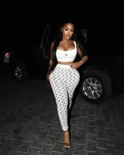 Fashion Tank Tops Moon Print Pants Two Piece Set GYZY-8963