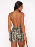 Print Halterneck Backless Romper MZ-2894