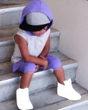 Kids Color Block Hooded Shorts 2 Piece Set GYMF-156