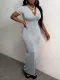 Short Sleeve Solid Color Maxi Dress QY-55781