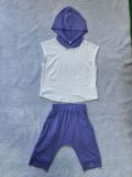 Kids Color Block Hooded Shorts 2 Piece Set GYMF-156
