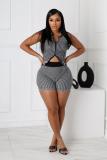 Knit Sweater Two Way Zipper Short Set NYF-8190