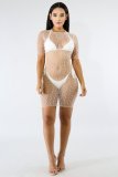 Sexy See-through Mesh Beaded Beach Club Dress (No Underwear)NY-9001