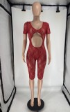 Lace U Neck Hollow Out Romper FOSF-8808