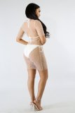Sexy See-through Mesh Beaded Beach Club Dress (No Underwear)NY-9001