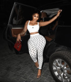 Fashion Tank Tops Moon Print Pants Two Piece Set GYZY-8963