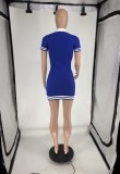 Print Lapel Short Sleeve Mini Dress FOSF-8809