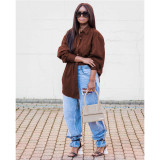 Plus Size Single Breasted Solid Color Cardigan Shirt QYXZ-9951