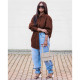 Plus Size Single Breasted Solid Color Cardigan Shirt QYXZ-9951