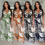 Sexy Print Sleeveless Wide Leg Pants 2 Piece Set GFDY-1329
