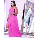 Plus Size Solid Color Drawstring Tie Up Two Piece Skirts Set QYXZ-9916