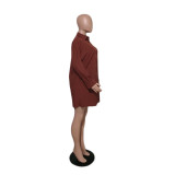 Plus Size Single Breasted Solid Color Cardigan Shirt QYXZ-9951