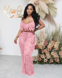 Sexy Tassel Crochet Hollow Out Two Piece Sets NYF-8115