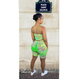 Print Sling Wrap Chest Tops And Shorts 2 Piece Set QYXZ-9934