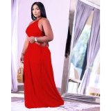 Plus Size Solid Color Drawstring Tie Up Two Piece Skirts Set QYXZ-9916