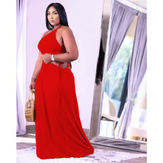 Plus Size Solid Color Drawstring Tie Up Two Piece Skirts Set QYXZ-9916