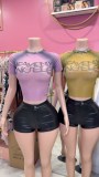 Pre Order: About 7 work days shipping Letter Print Casual Short Suit YUEM-30014
