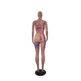 Print Sling Wrap Chest Tops And Shorts 2 Piece Set QYXZ-9934