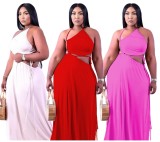 Plus Size Solid Color Drawstring Tie Up Two Piece Skirts Set QYXZ-9916