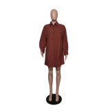 Plus Size Single Breasted Solid Color Cardigan Shirt QYXZ-9951