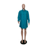 Plus Size Single Breasted Solid Color Cardigan Shirt QYXZ-9951