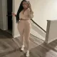 Solid Color Zipper Crop Tops And Pants Suit XEF-D24S57990
