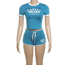Pre Order: About 7 work days shipping Letter Print T Shirt Shorts Suit YUEM-2025401